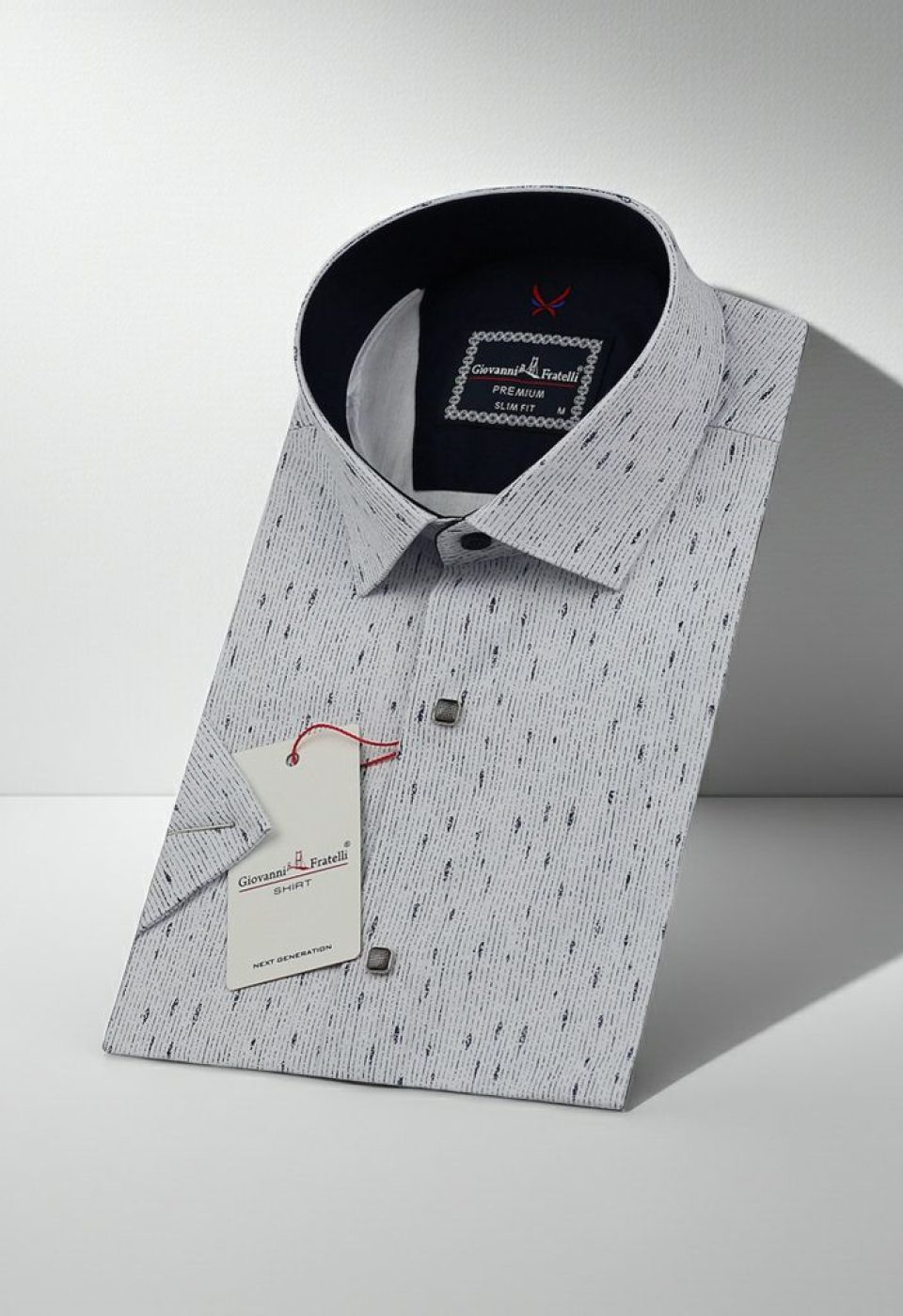 Slim Fit Kısa Kol Desenli Erkek Gömlek 3GMK311023004