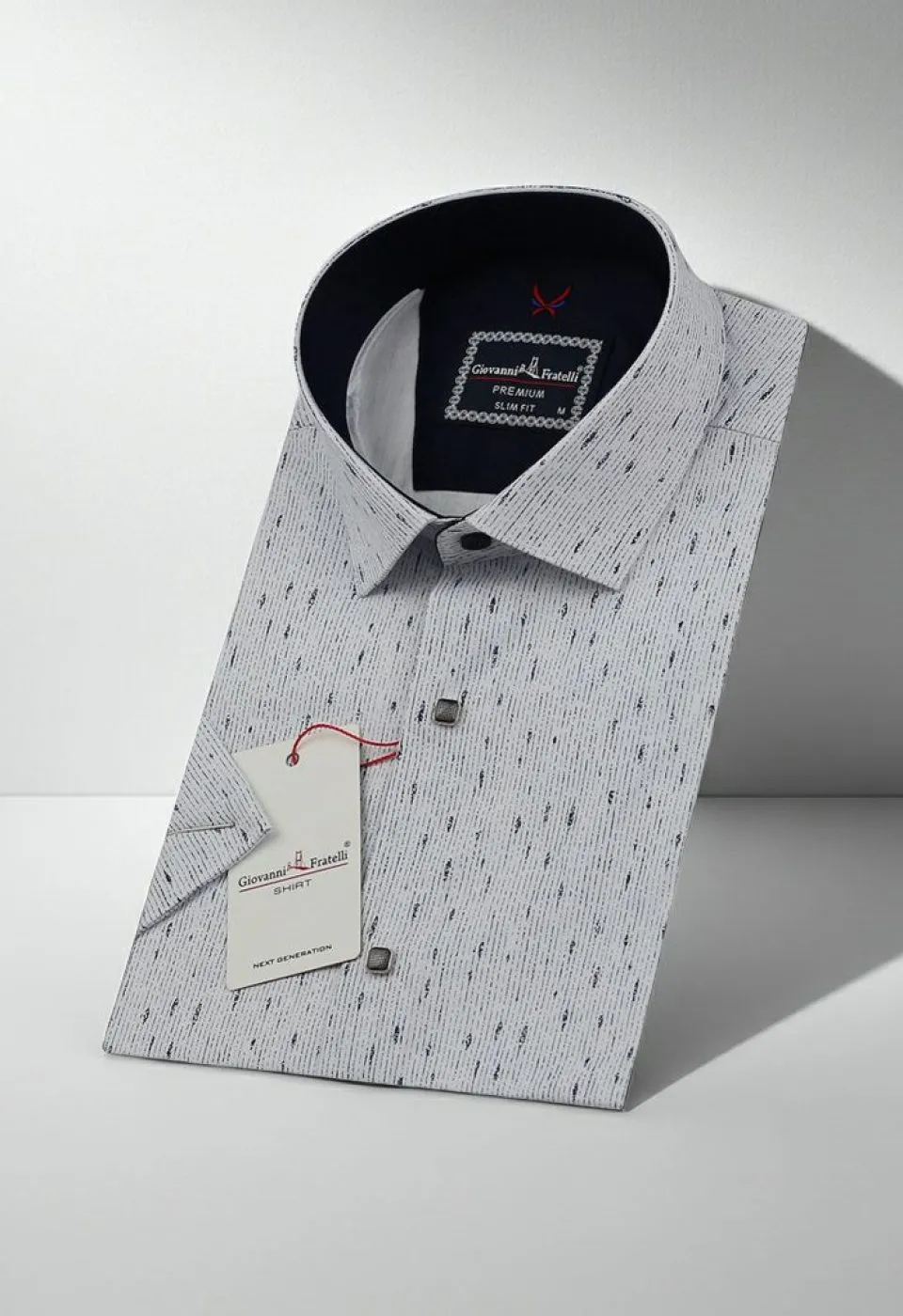 Slim Fit Kısa Kol Desenli Erkek Gömlek 3GMK311023004