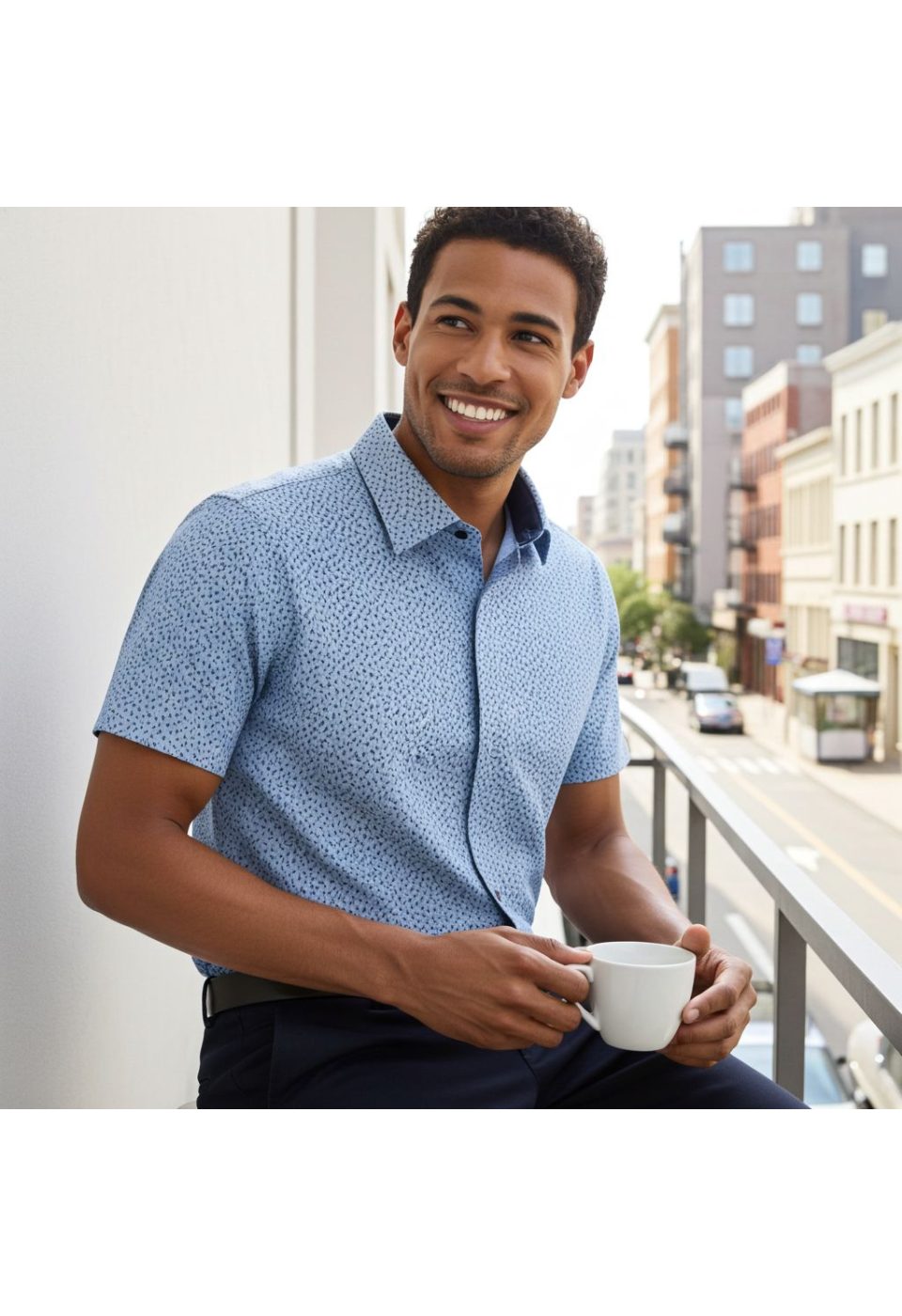 1050 CR K DIGITAL 002 Slim Fit Kısa Kol Dijital Baskılı Desenli Erkek Gömlek 3GMK311050002 - Giovanni Fratelli