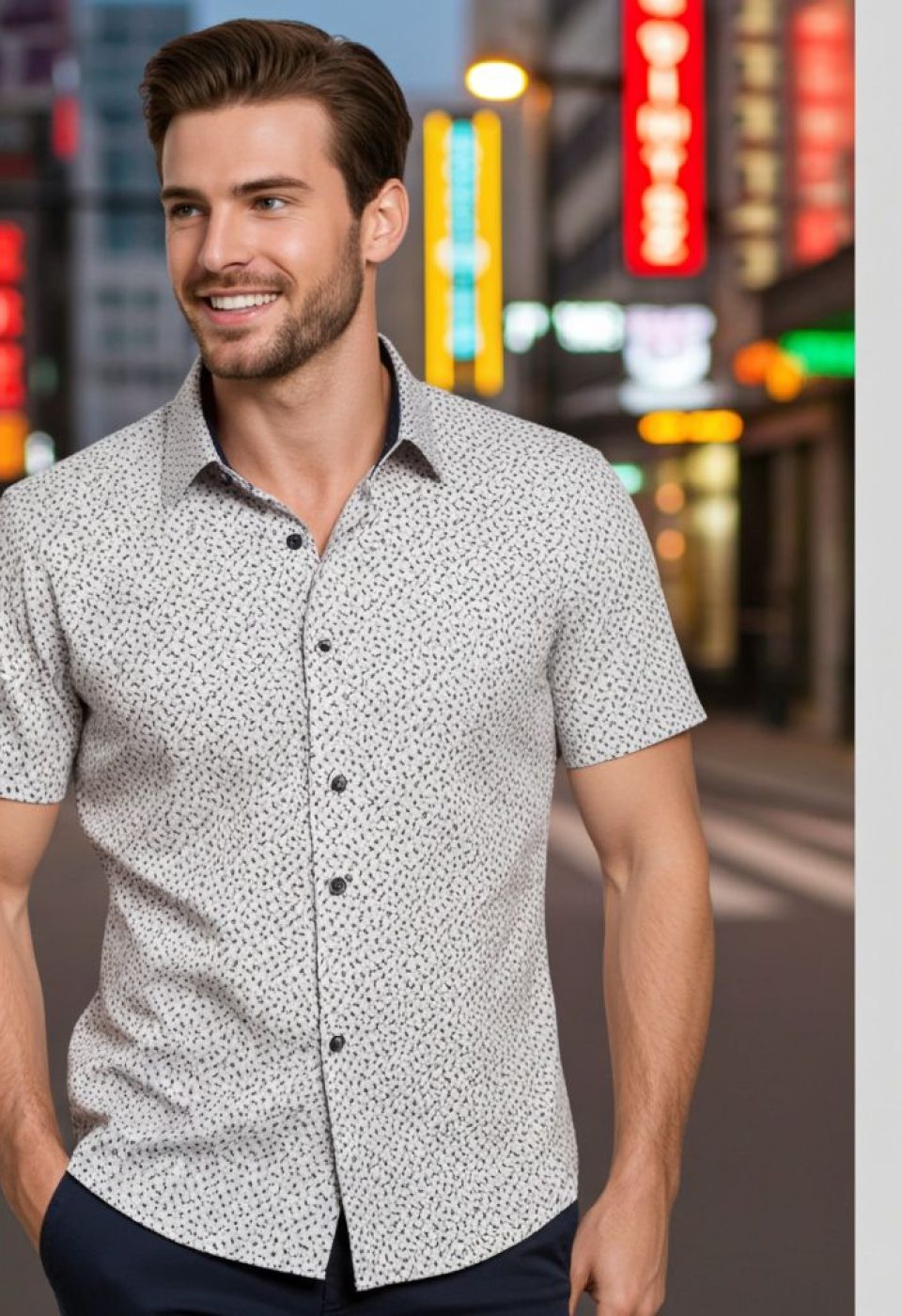 Slim Fit Kısa Kol Dijital Baskılı Desenli Erkek Gömlek 3GMK311050005 Slim Fit Kısa Kol Dijital Baskılı Desenli Erkek Gömlek 3GMK311050005