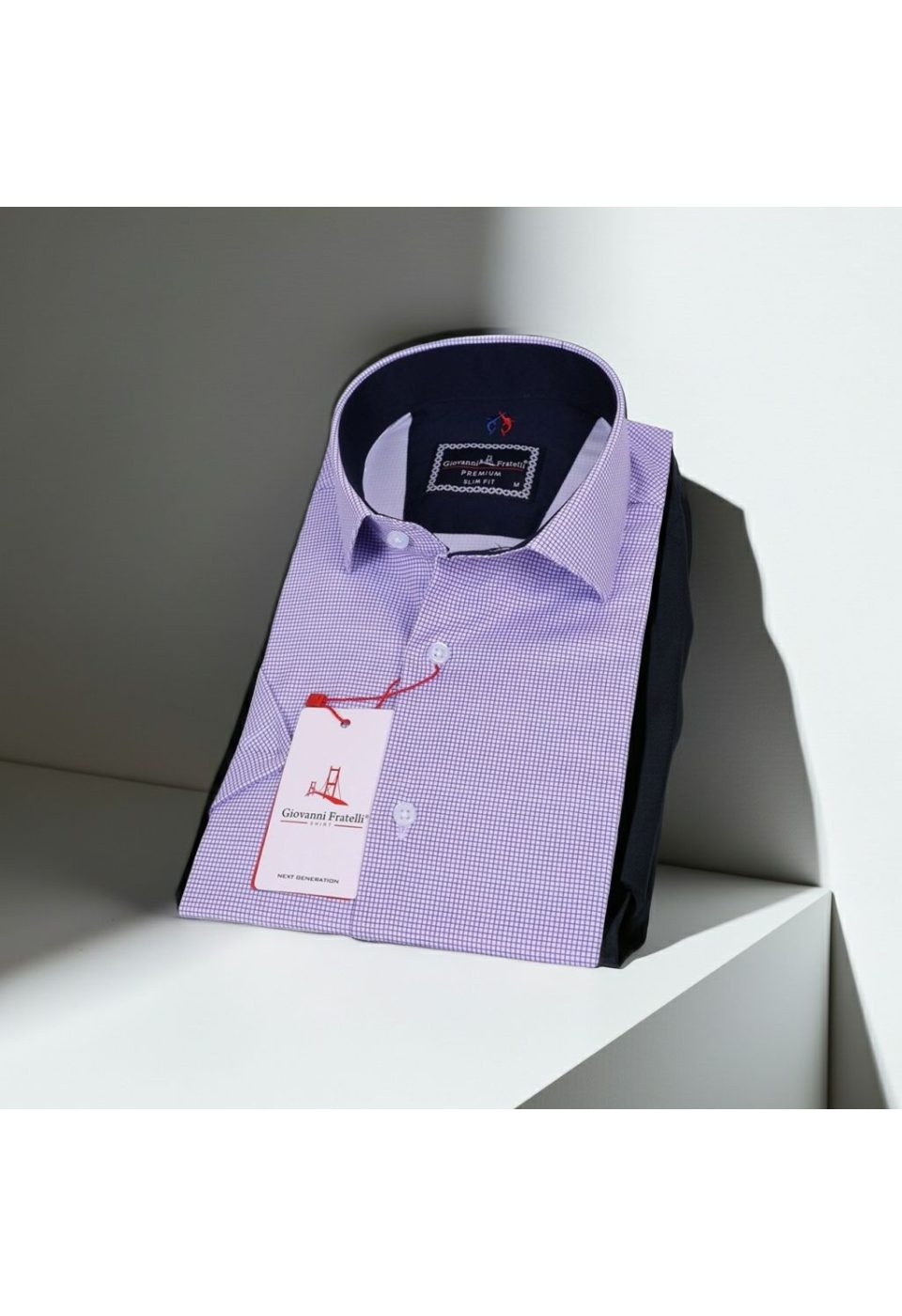 1053 CR K SATIN 001 Slim Fit Kısa Kol Desenli Saten Erkek Gömlek 3GMK311053001 - Giovanni Fratelli
