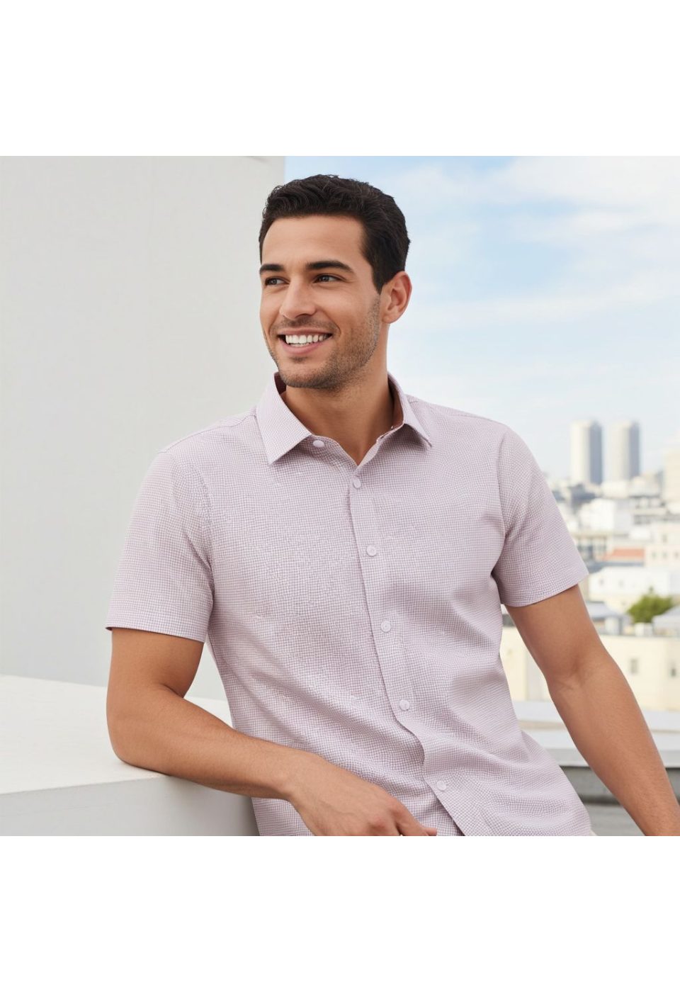 1053 CR K SATIN 002 Slim Fit Kısa Kol Desenli Saten Erkek Gömlek 3GMK311053002 - Giovanni Fratelli