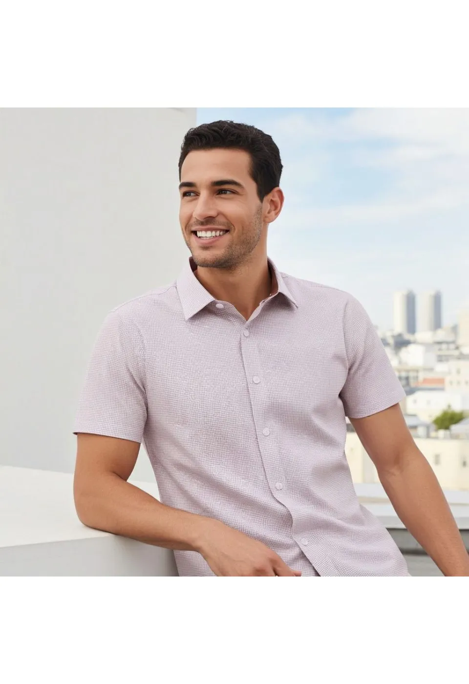 Slim Fit Kısa Kol Desenli Saten Erkek Gömlek 3GMK311053002 - Giovanni Fratelli