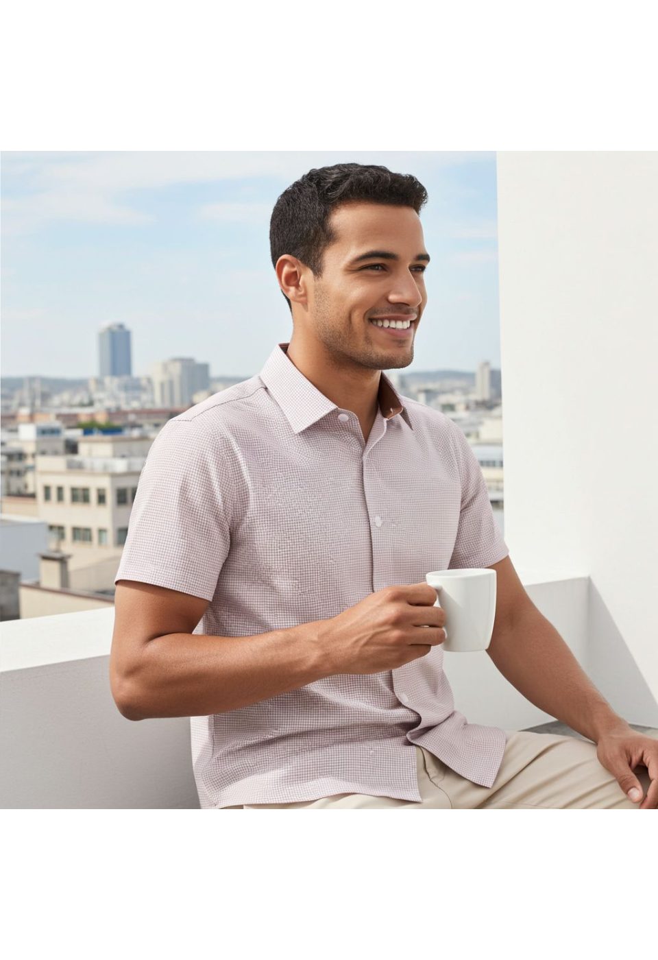 1053 CR K SATIN 002 Slim Fit Kısa Kol Desenli Saten Erkek Gömlek 3GMK311053002 - Giovanni Fratelli