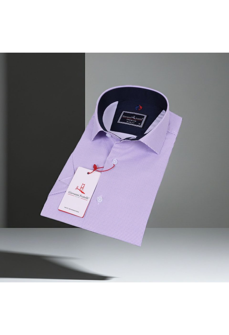 1053 CR K SATIN 004 Slim Fit Kısa Kol Desenli Saten Erkek Gömlek 3GMK311053004 - Giovanni Fratelli