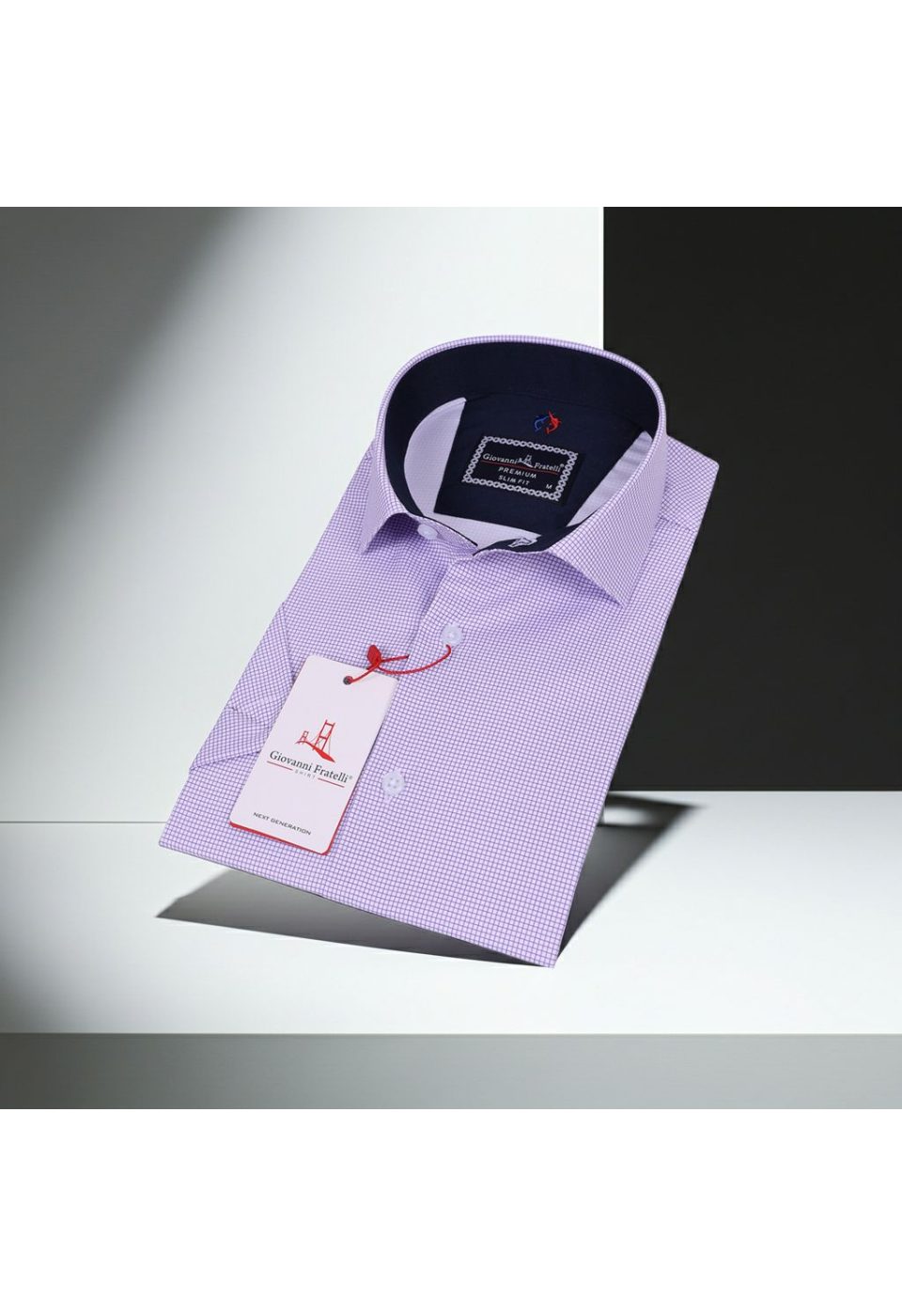 1053 CR K SATIN 004 Slim Fit Kısa Kol Desenli Saten Erkek Gömlek 3GMK311053004 - Giovanni Fratelli