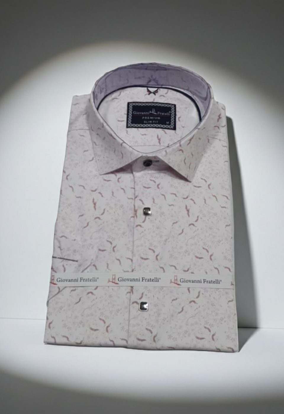 Slim Fit Kısa Kol Desenli Saten Erkek Gömlek 3GMK311054007