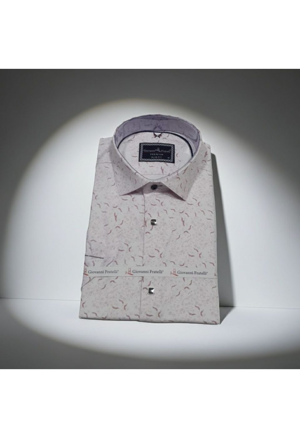 Slim Fit Kısa Kol Desenli Saten Erkek Gömlek 3GMK311054007 - Giovanni Fratelli