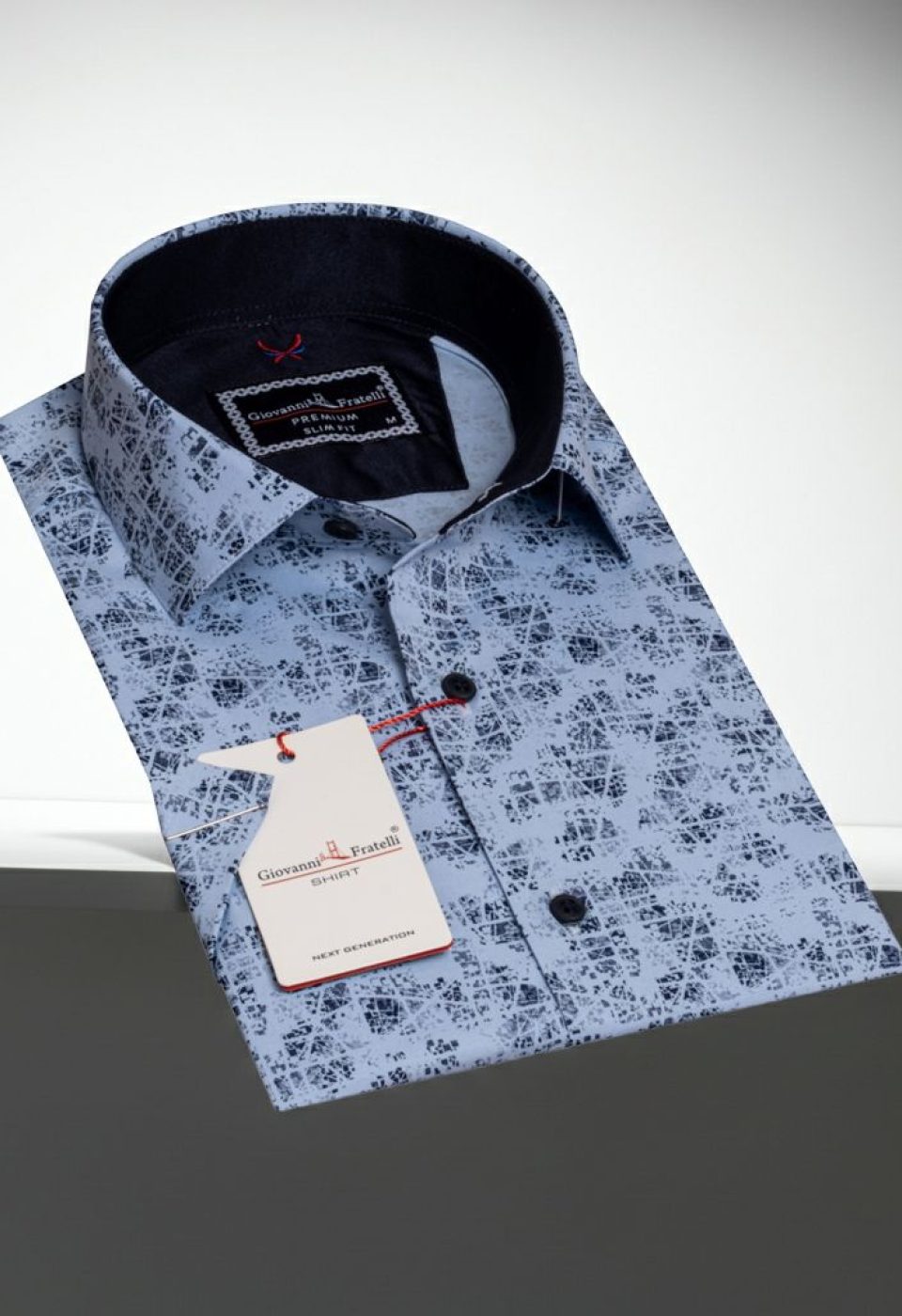 Slim Fit Kısa Kol Desenli Erkek Gömlek 3GMK311056002