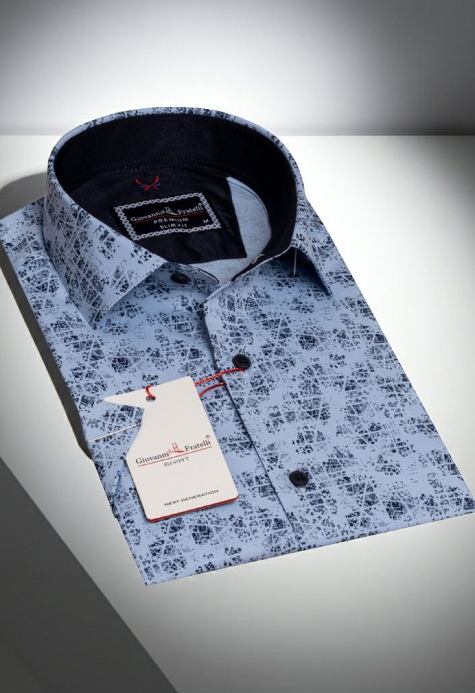 Slim Fit Kısa Kol Desenli Erkek Gömlek 3GMK311056002