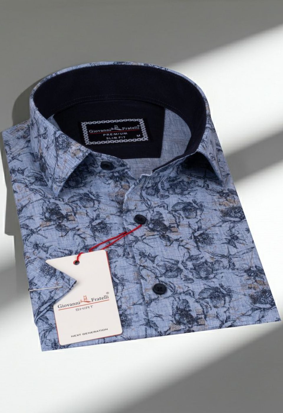 Slim Fit Kısa Kol Desenli Erkek Gömlek 3GMK311057002