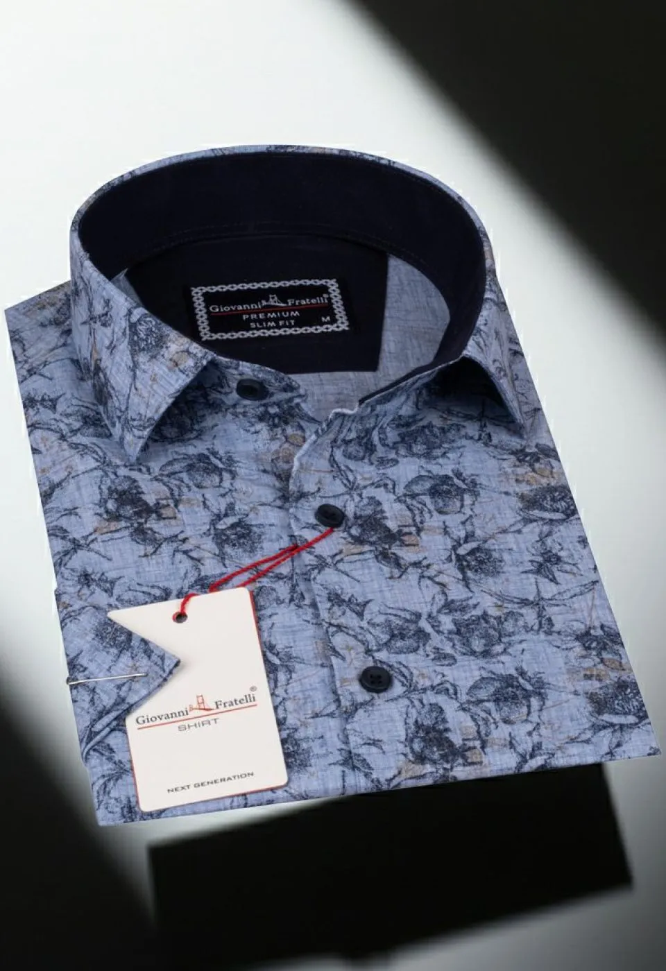 Slim Fit Kısa Kol Desenli Erkek Gömlek 3GMK311057002 - Giovanni Fratelli