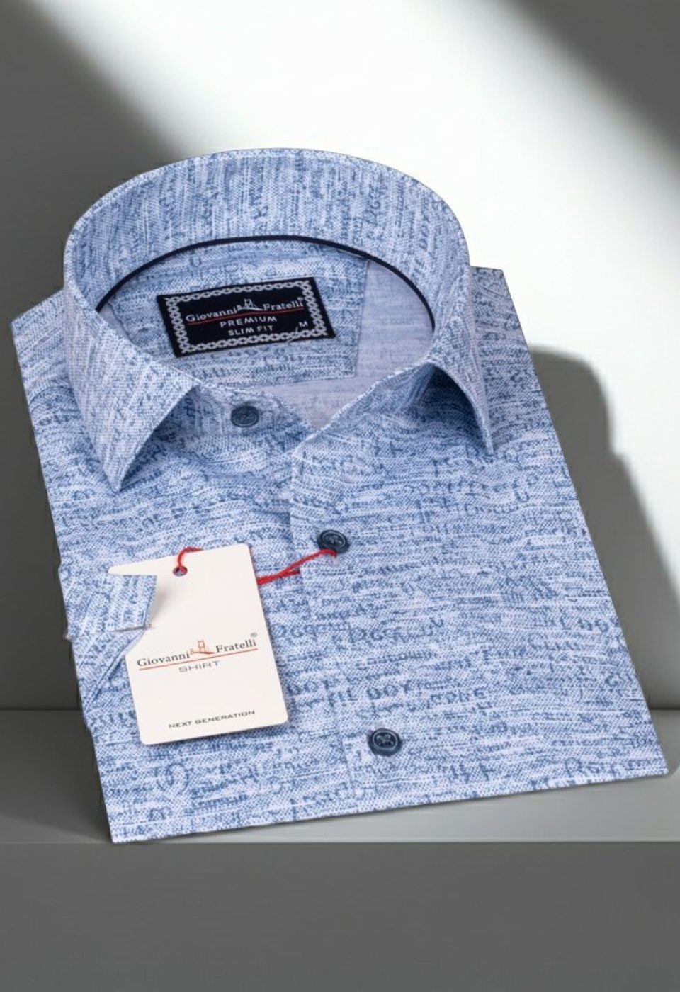 Slim Fit Kısa Kol Desenli Erkek Gömlek 3GMK311060004 