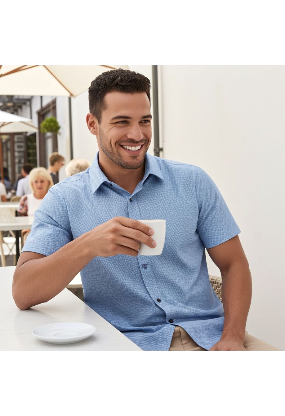 1061 CR K SATIN 002 Slim Fit Kısa Kol Desenli Saten Erkek Gömlek 3GMK311061002 - Giovanni Fratelli