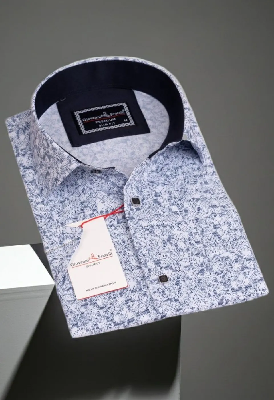 Slim Fit Kısa Kol Dijital Baskılı Desenli Erkek Gömlek 3GMK311062001