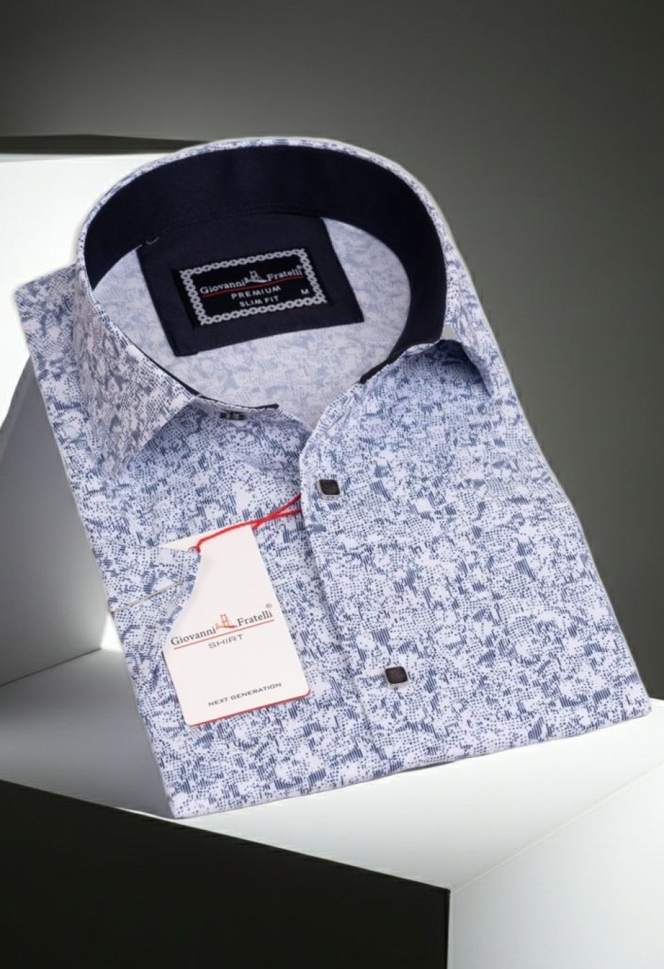Slim Fit Kısa Kol Dijital Baskılı Desenli Erkek Gömlek 3GMK311062001