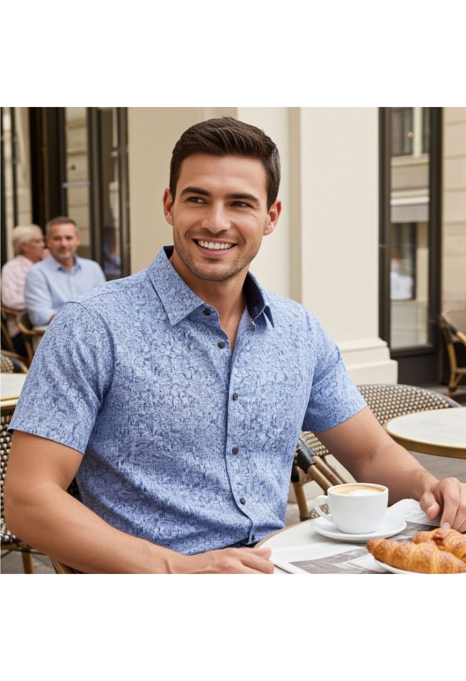 Slim Fit Kısa Kol Dijital Baskılı Desenli Erkek Gömlek 3GMK311062002 - Giovanni Fratelli