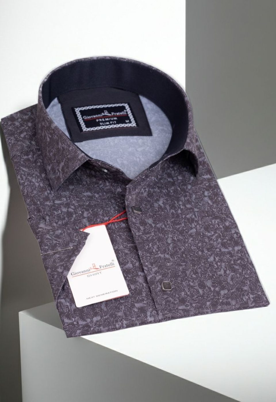 Slim Fit Kısa Kol Dijital Baskılı Desenli Erkek Gömlek 3GMK311062003