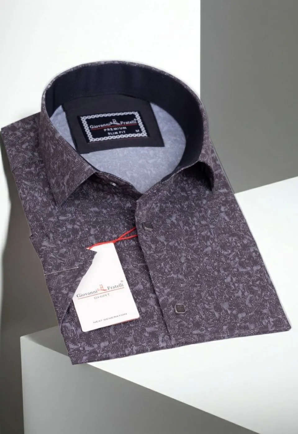 Slim Fit Kısa Kol Dijital Baskılı Desenli Erkek Gömlek 3GMK311062003