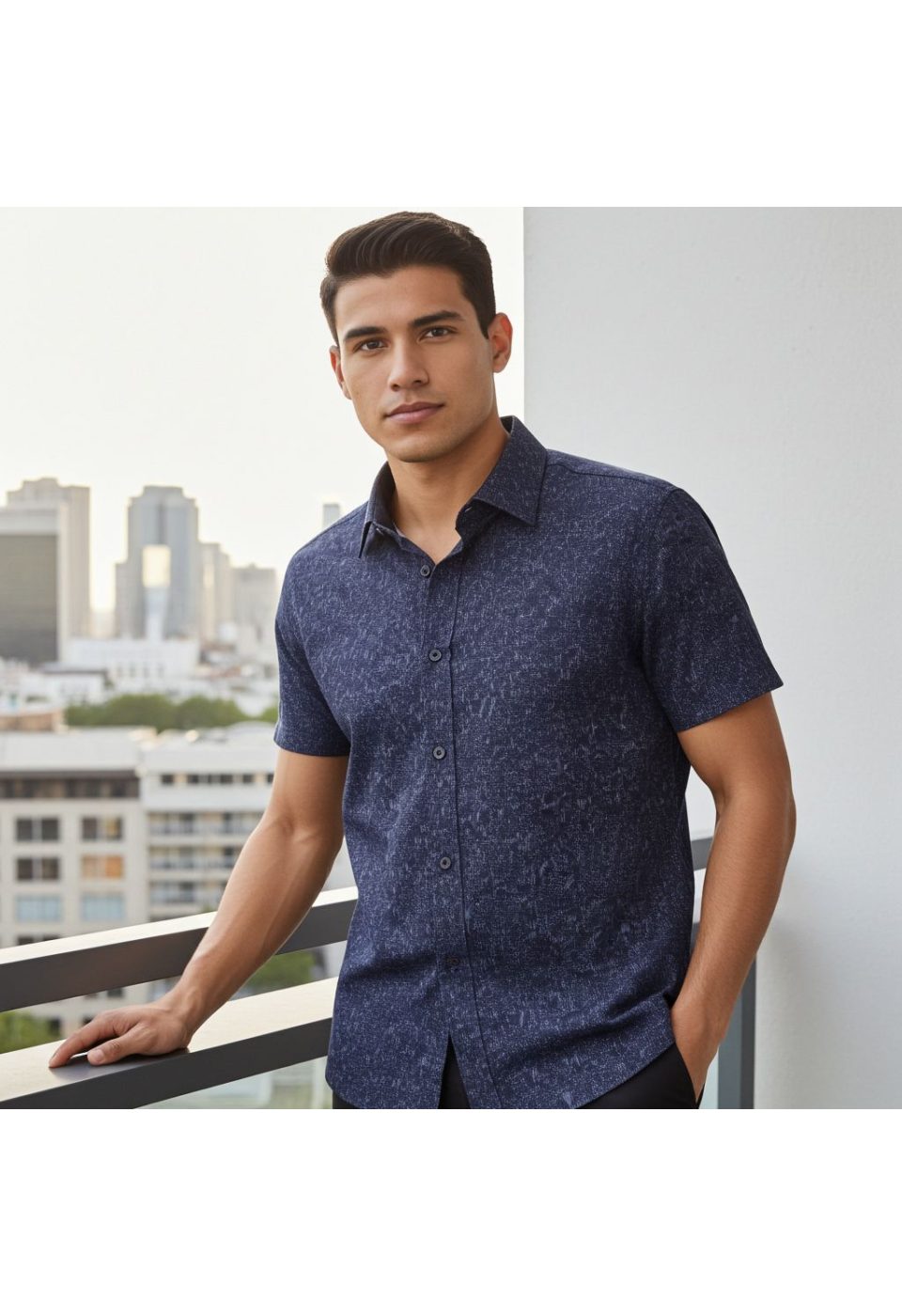 Slim Fit Kısa Kol Dijital Baskılı Desenli Erkek Gömlek 3GMK311062006 - Giovanni Fratelli