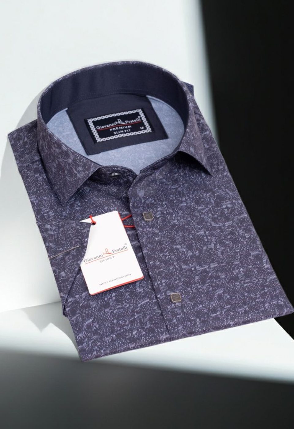 Slim Fit Kısa Kol Dijital Baskılı Desenli Erkek Gömlek 3GMK311062006 - Giovanni Fratelli