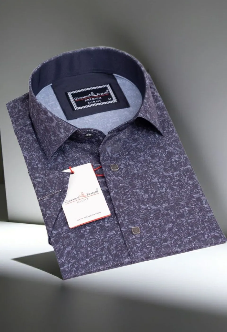 Slim Fit Kısa Kol Dijital Baskılı Desenli Erkek Gömlek 3GMK311062006