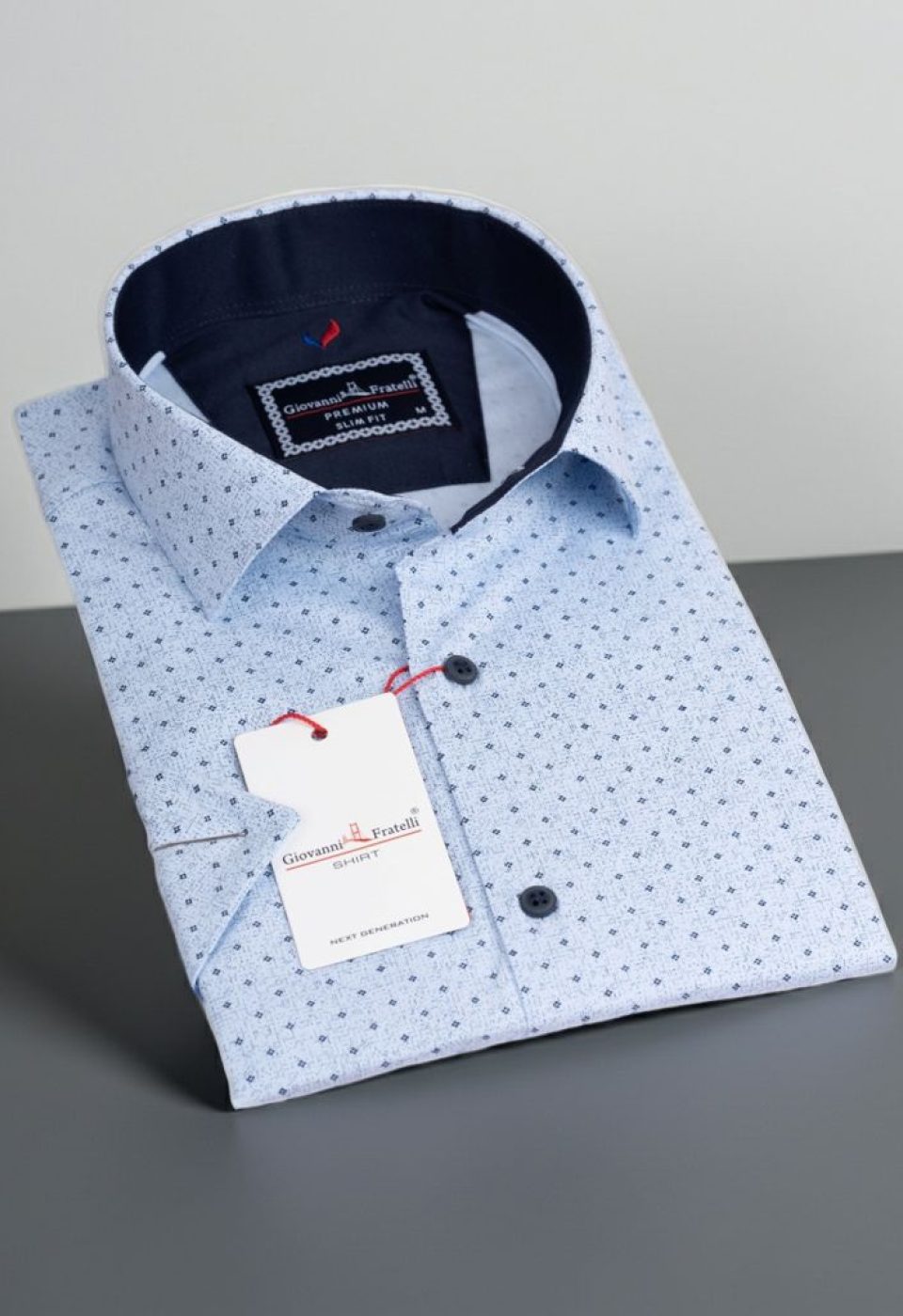 Slim Fit Kısa Kol Desenli Erkek Gömlek 3GMK311063002