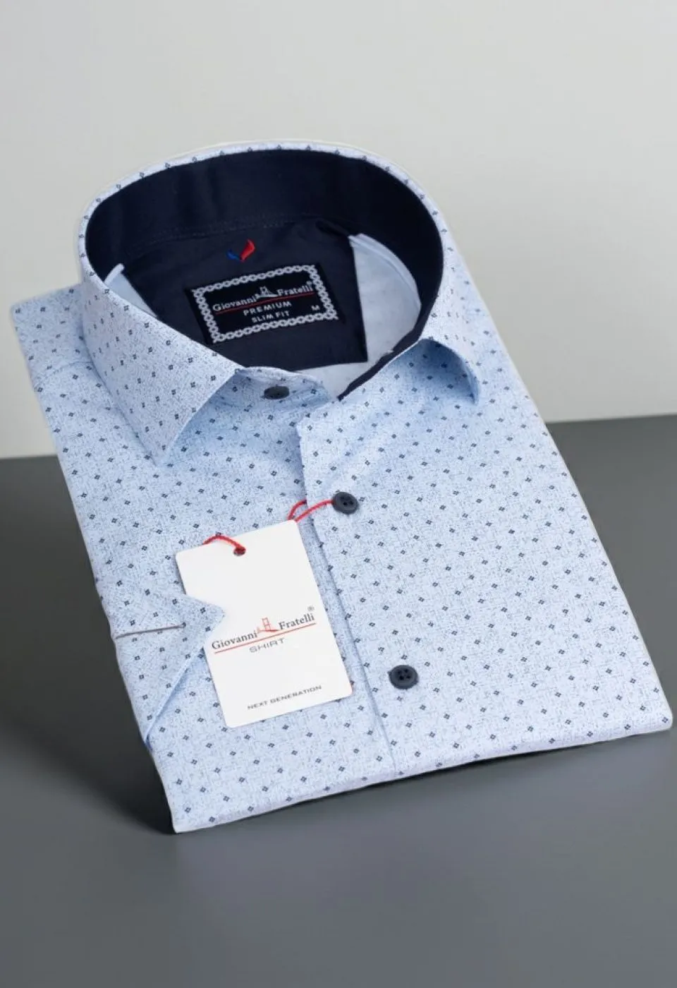 Slim Fit Kısa Kol Desenli Erkek Gömlek 3GMK311063002