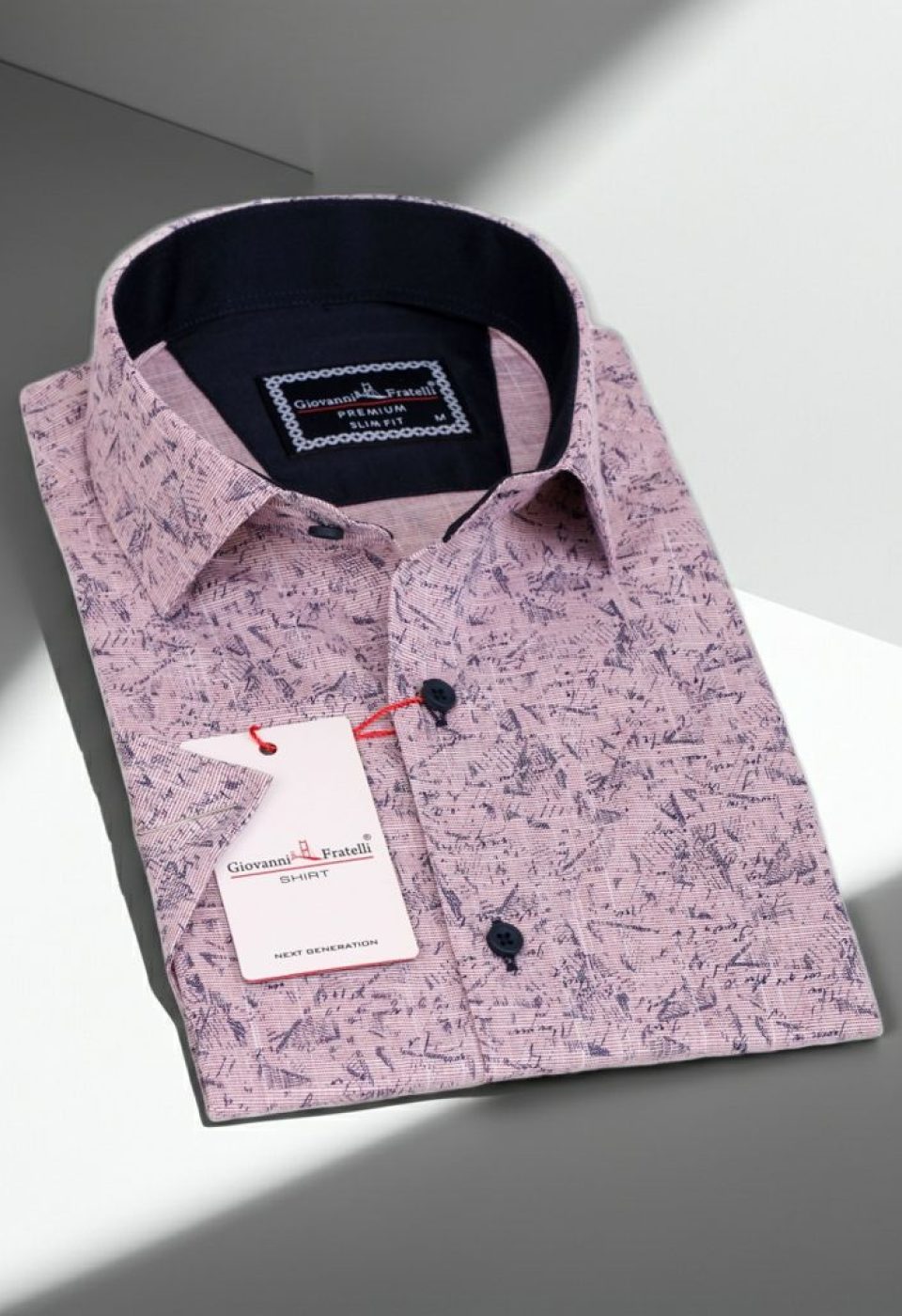 Slim Fit Kısa Kol Desenli Erkek Gömlek 3GMK311065005