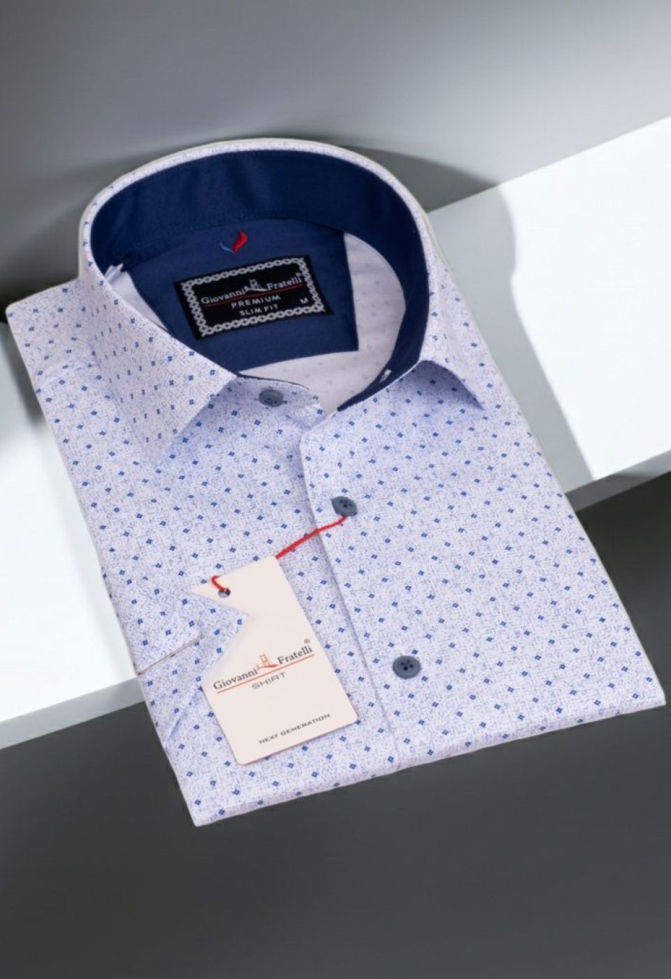 Slim Fit Kısa Kol Desenli Erkek Gömlek 3GMK311063005