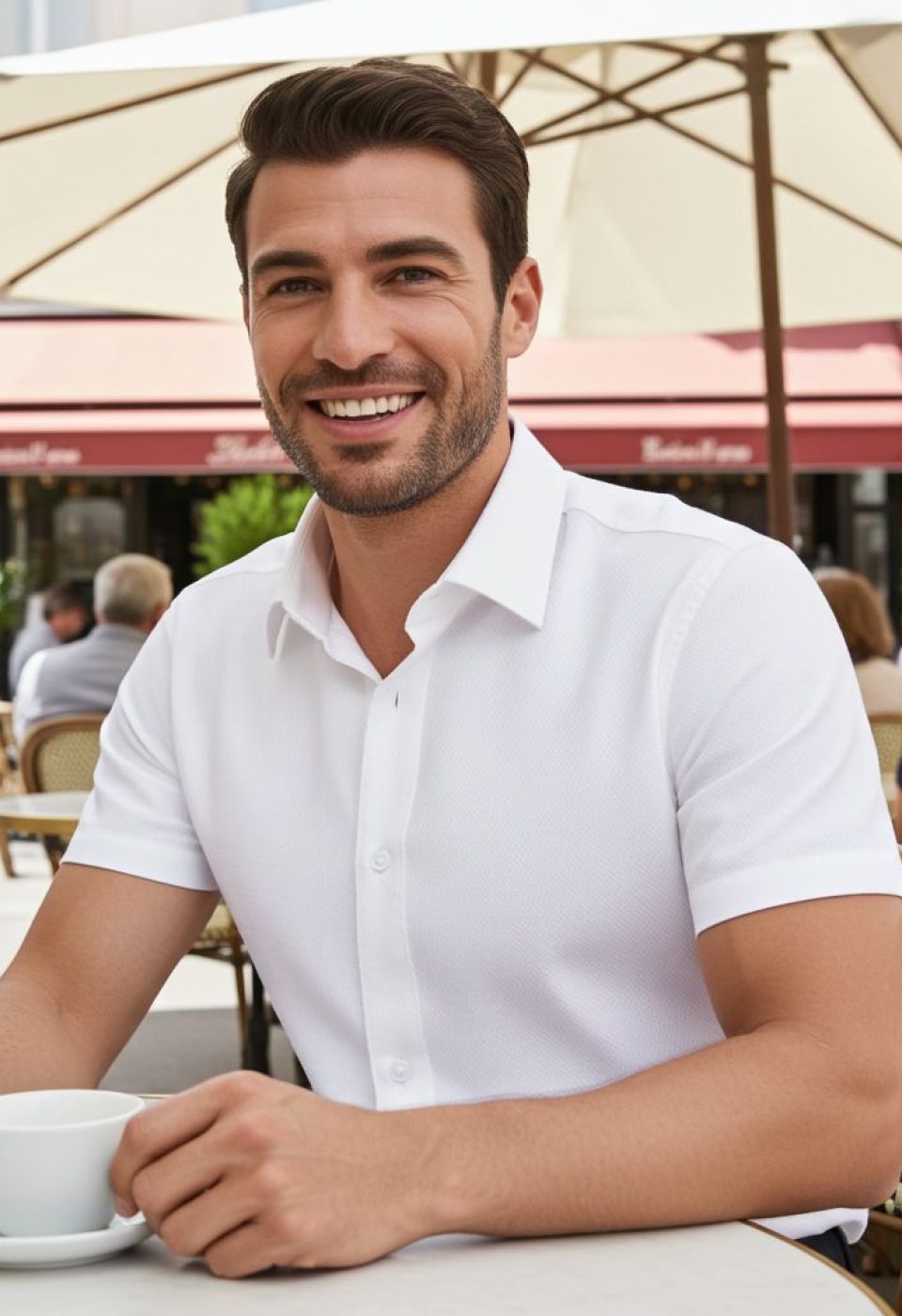 Slim Fit Kısa Kol Armürlü Jakar Erkek Gömlek 3GMK311068002 - Giovanni Fratelli