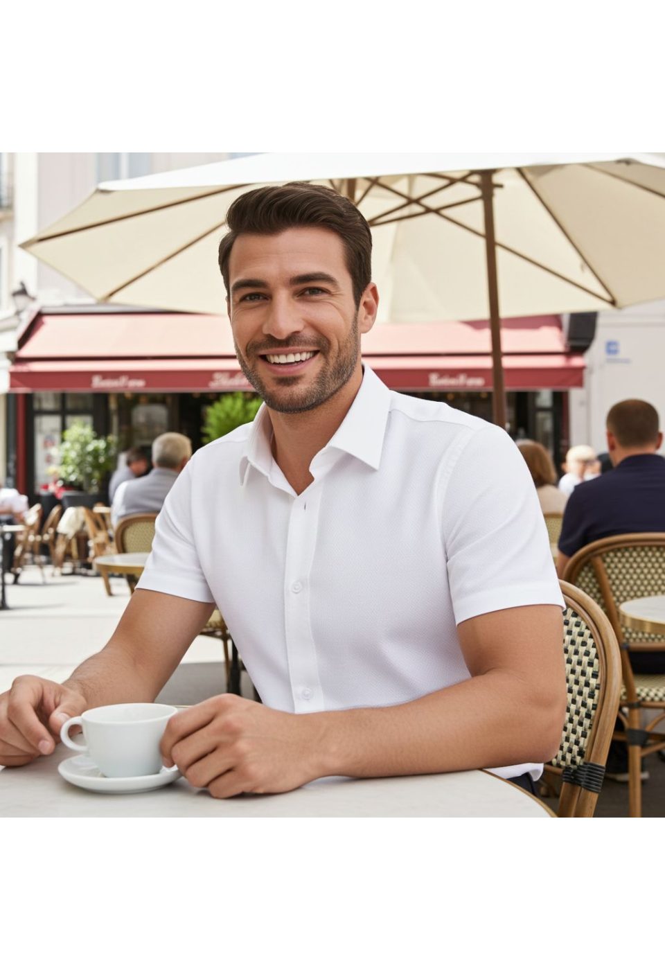 Slim Fit Kısa Kol Armürlü Jakar Erkek Gömlek 3GMK311068002 - Giovanni Fratelli