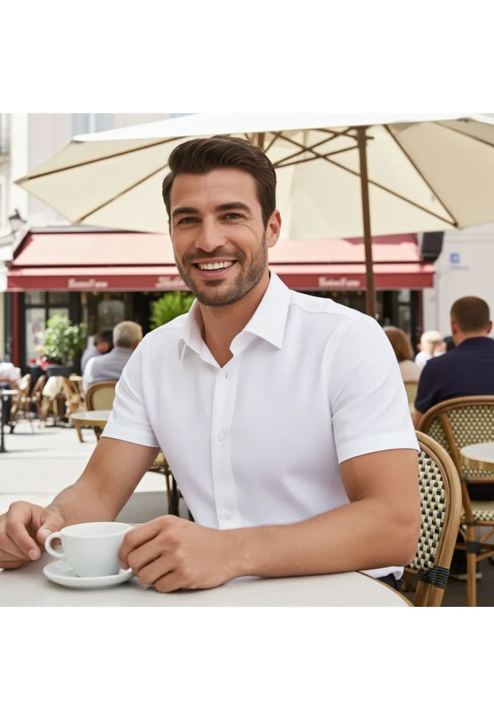 Slim Fit Kısa Kol Armürlü Jakar Erkek Gömlek 3GMK311068002 - Giovanni Fratelli