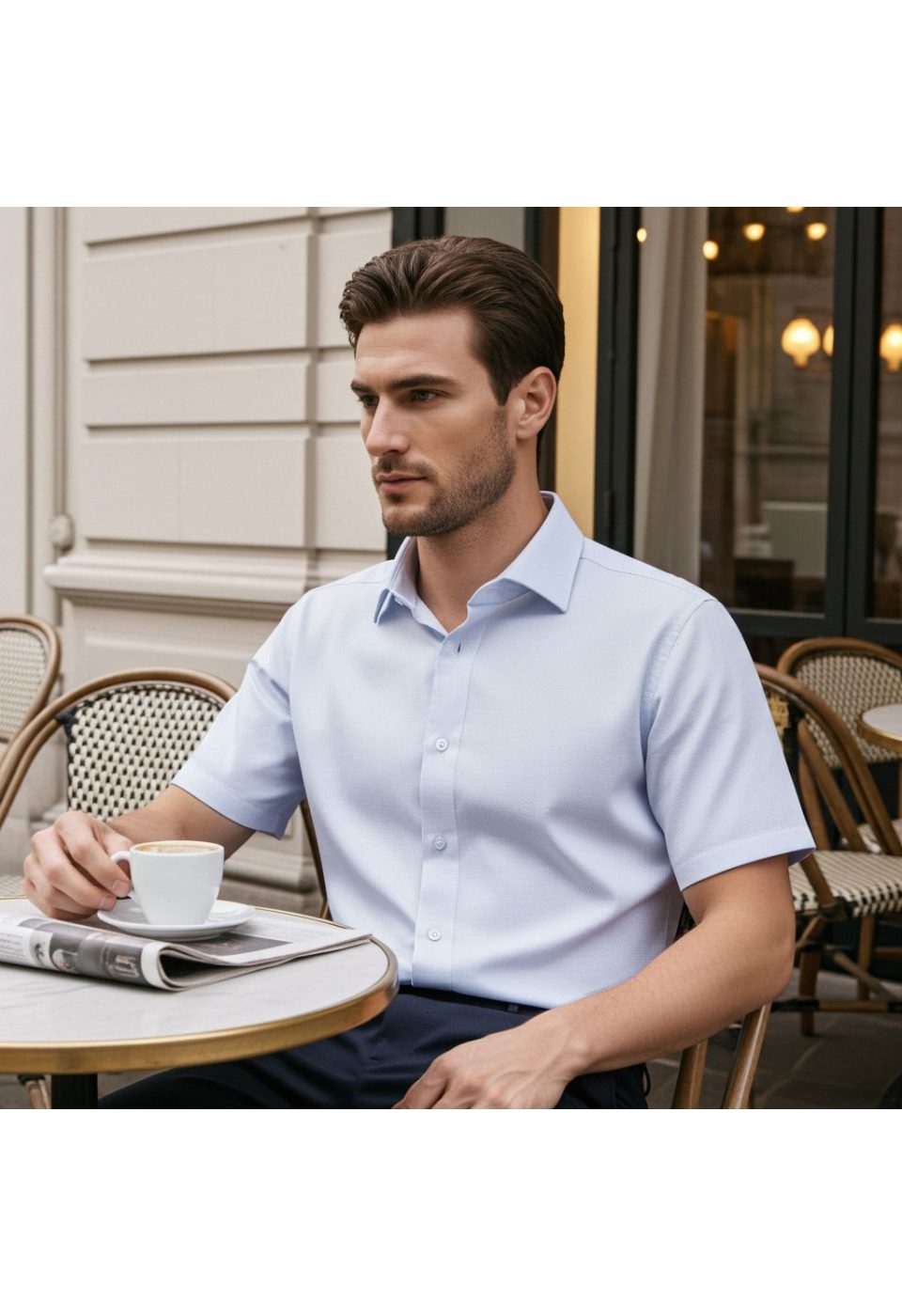 Slim Fit Kısa Kol Armürlü Jakar Erkek Gömlek 3GMK311068003 - Giovanni Fratelli
