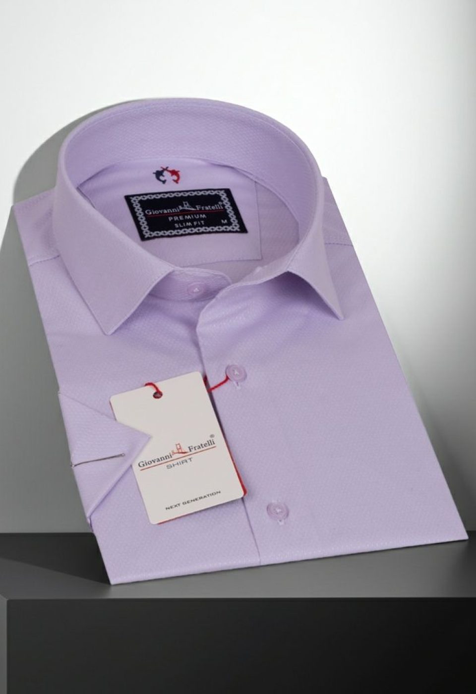Slim Fit Kısa Kol Armürlü Jakar Erkek Gömlek 3GMK311068004
