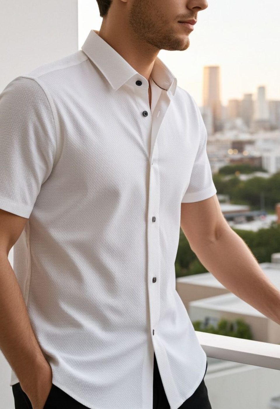 Slim Fit Kısa Kol Armürlü Jakar Erkek Gömlek 3GMK311069002 Slim Fit Kısa Kol Armürlü Jakar Erkek Gömlek 3GMK311069002
