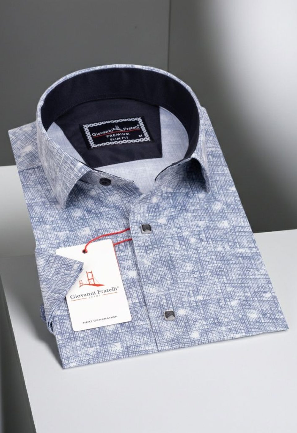 Slim Fit Kısa Kol Desenli Erkek Gömlek 3GMK311074001