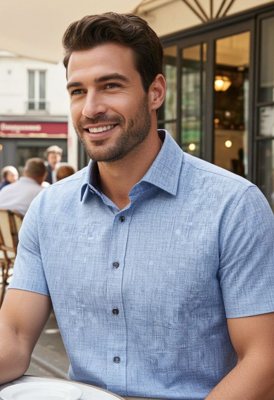 Slim Fit Kısa Kol Desenli Erkek Gömlek 3GMK311074002 - Giovanni Fratelli