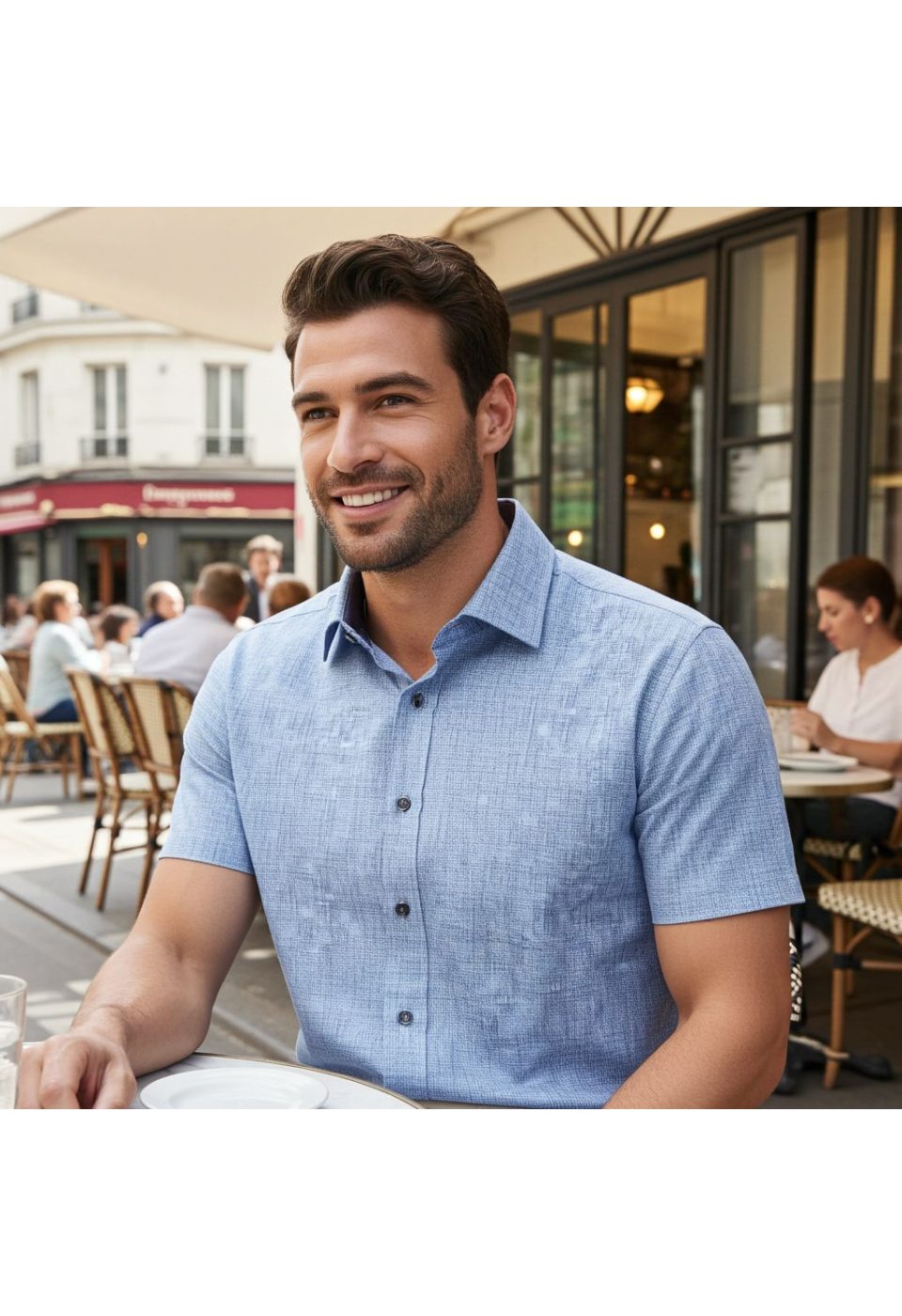 Slim Fit Kısa Kol Desenli Erkek Gömlek 3GMK311074002 - Giovanni Fratelli