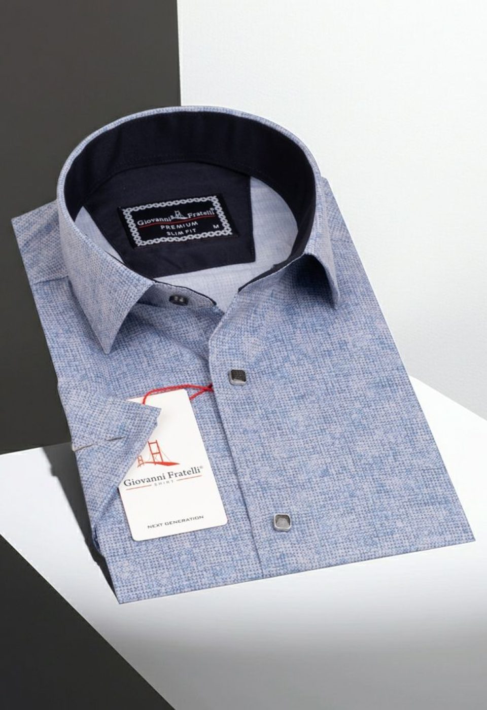 Slim Fit Kısa Kol Desenli Erkek Gömlek 3GMK311074004