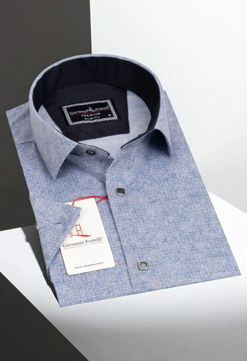 Slim Fit Kısa Kol Desenli Erkek Gömlek 3GMK311074004