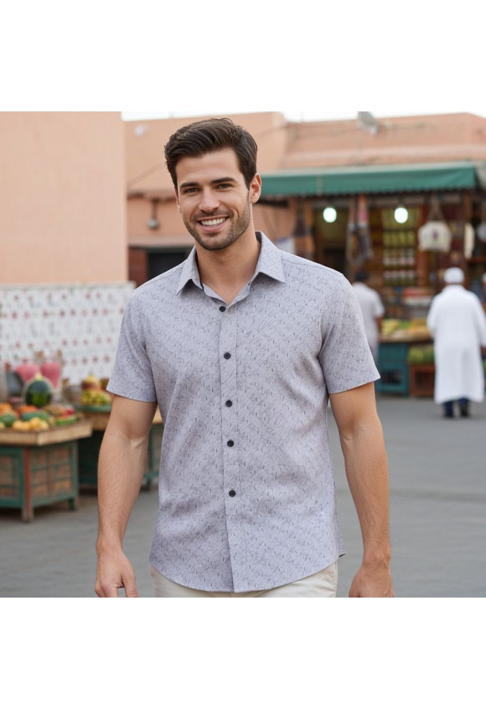 Slim Fit Kısa Kol Desenli Erkek Gömlek 3GMK311076003 - Giovanni Fratelli