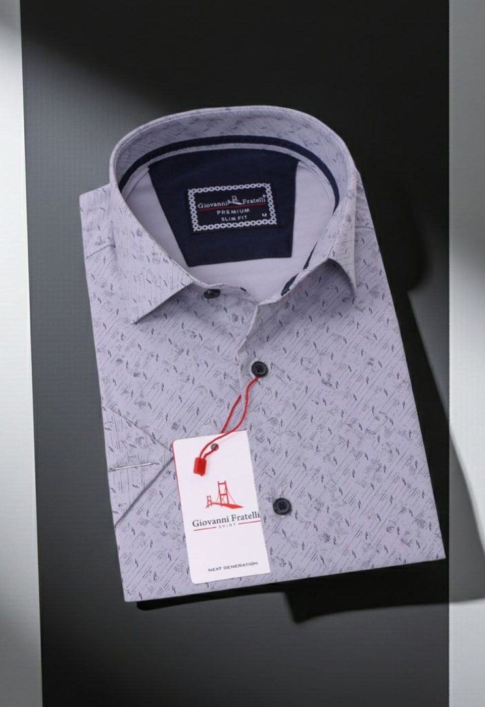 Slim Fit Kısa Kol Desenli Erkek Gömlek 3GMK311076003