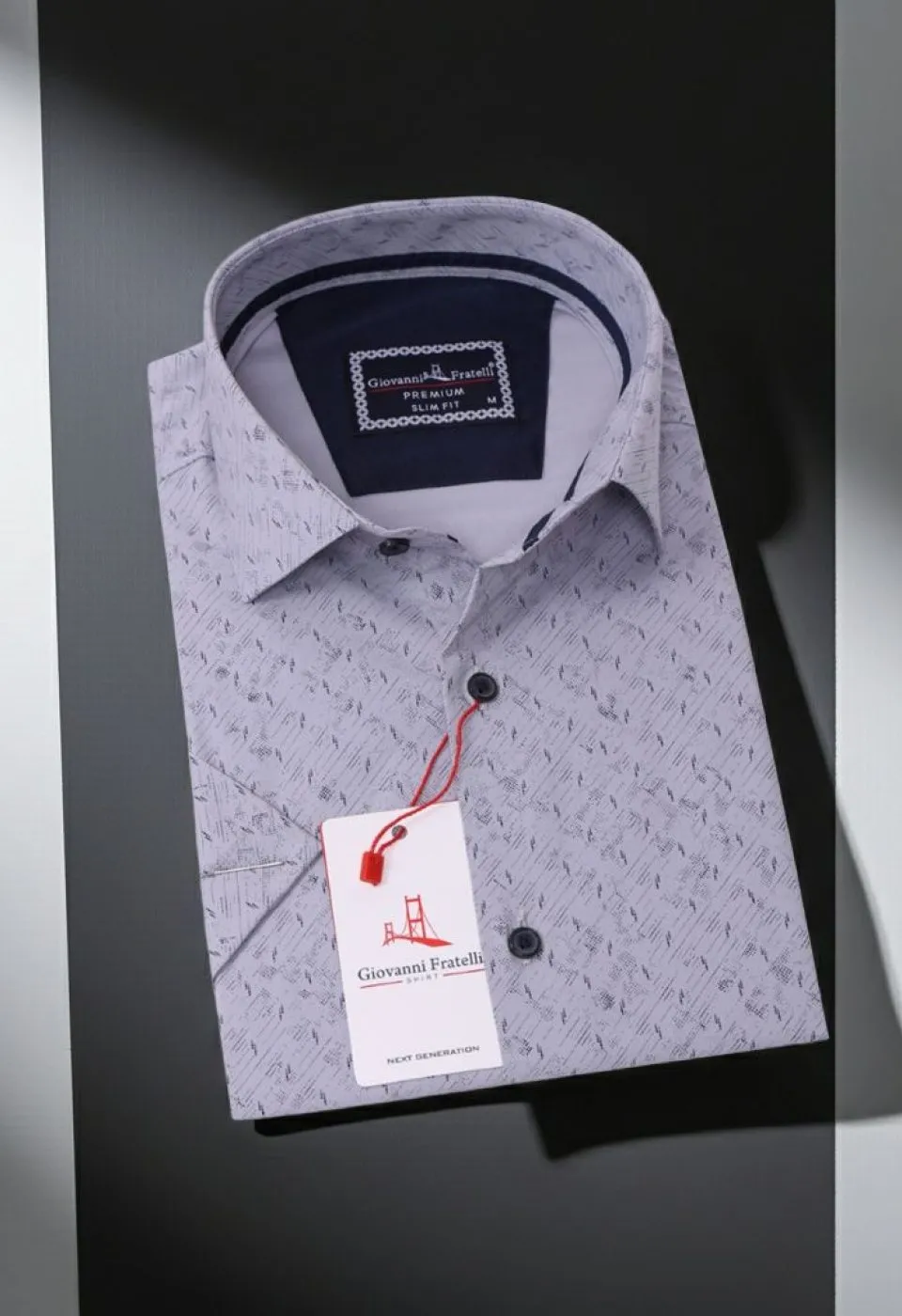 Slim Fit Kısa Kol Desenli Erkek Gömlek 3GMK311076003