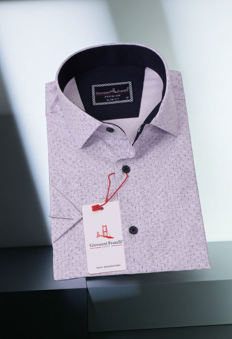 Slim Fit Kısa Kol Desenli Erkek Gömlek 3GMK311077004