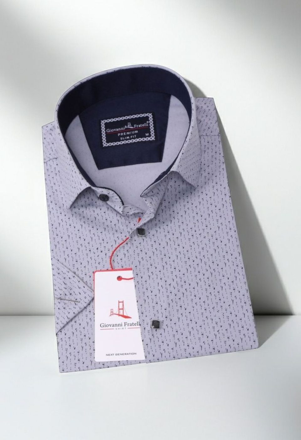 Slim Fit Kısa Kol Desenli Erkek Gömlek 3GMK311079003