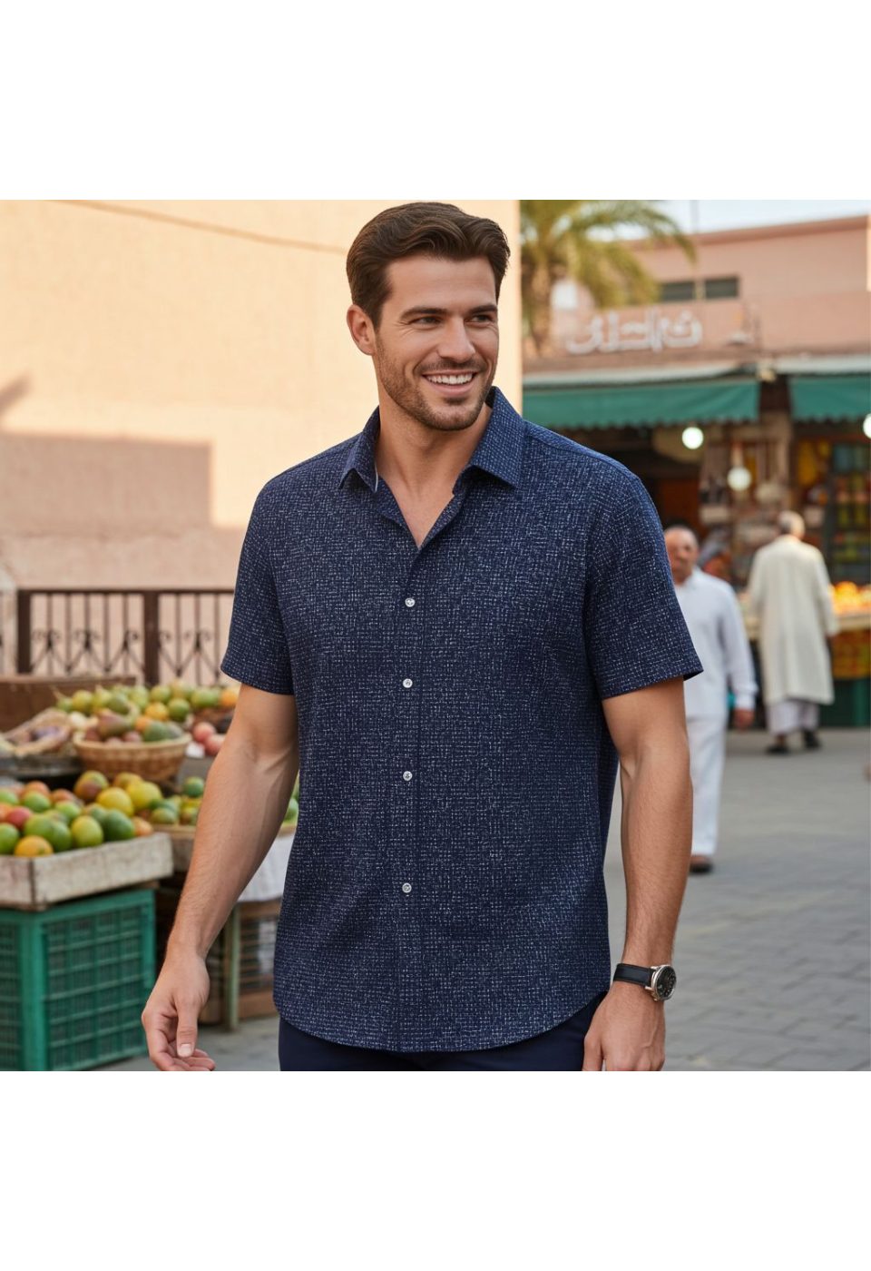 Slim Fit Kısa Kol Desenli Erkek Gömlek 3GMK311084003 - Giovanni Fratelli