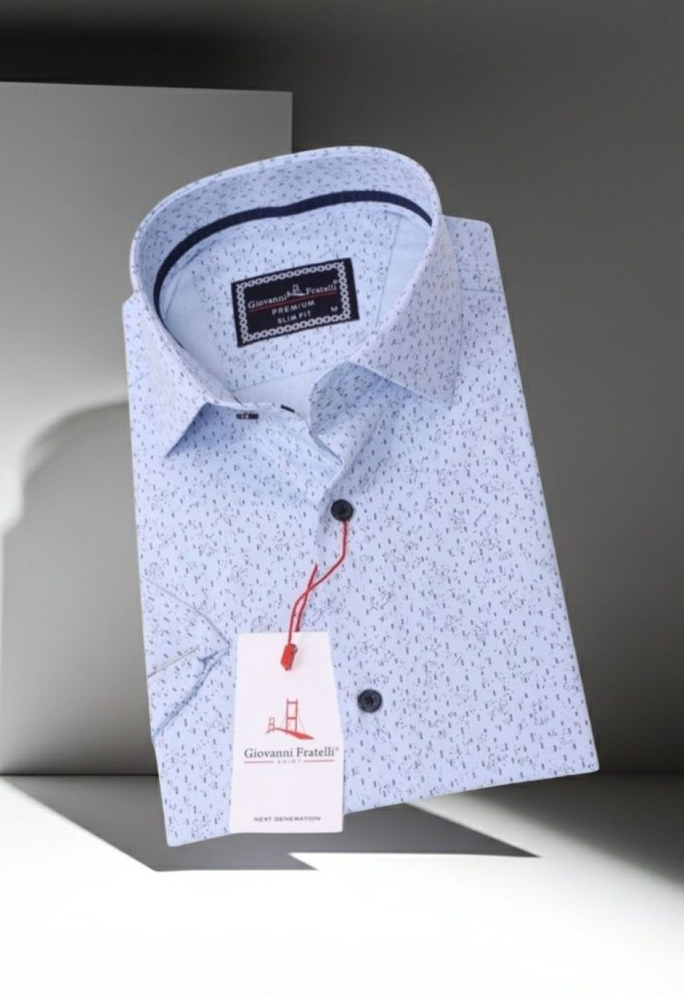 Slim Fit Kısa Kol Desenli Erkek Gömlek 3GMK311085002 - Giovanni Fratelli