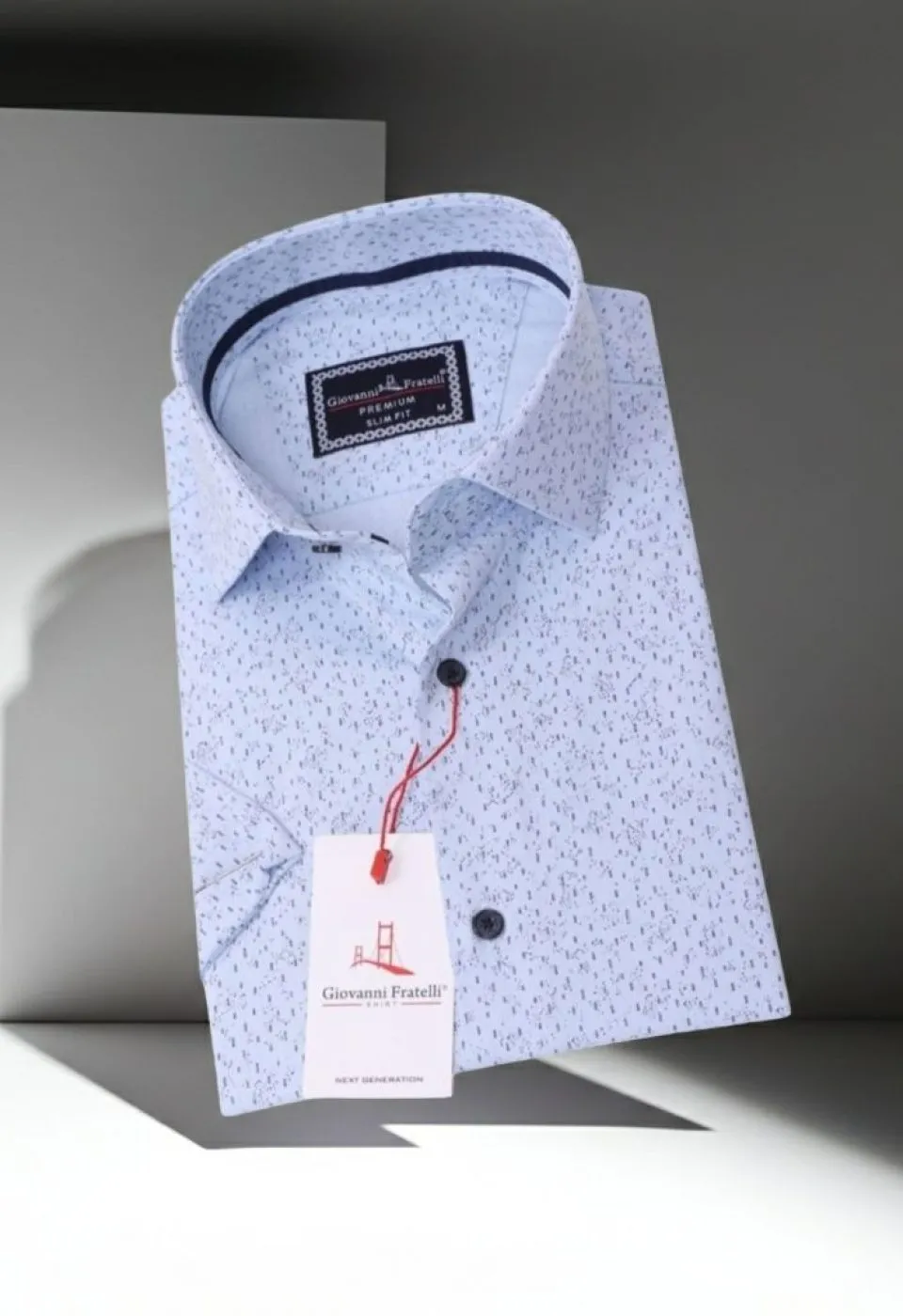 Slim Fit Kısa Kol Desenli Erkek Gömlek 3GMK311085002 - Giovanni Fratelli