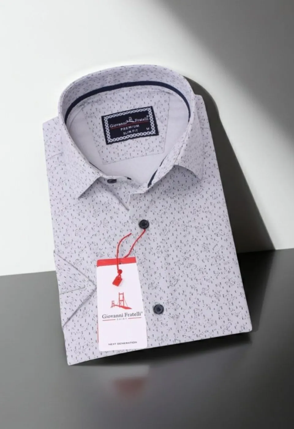 Slim Fit Kısa Kol Desenli Erkek Gömlek 3GMK311085003